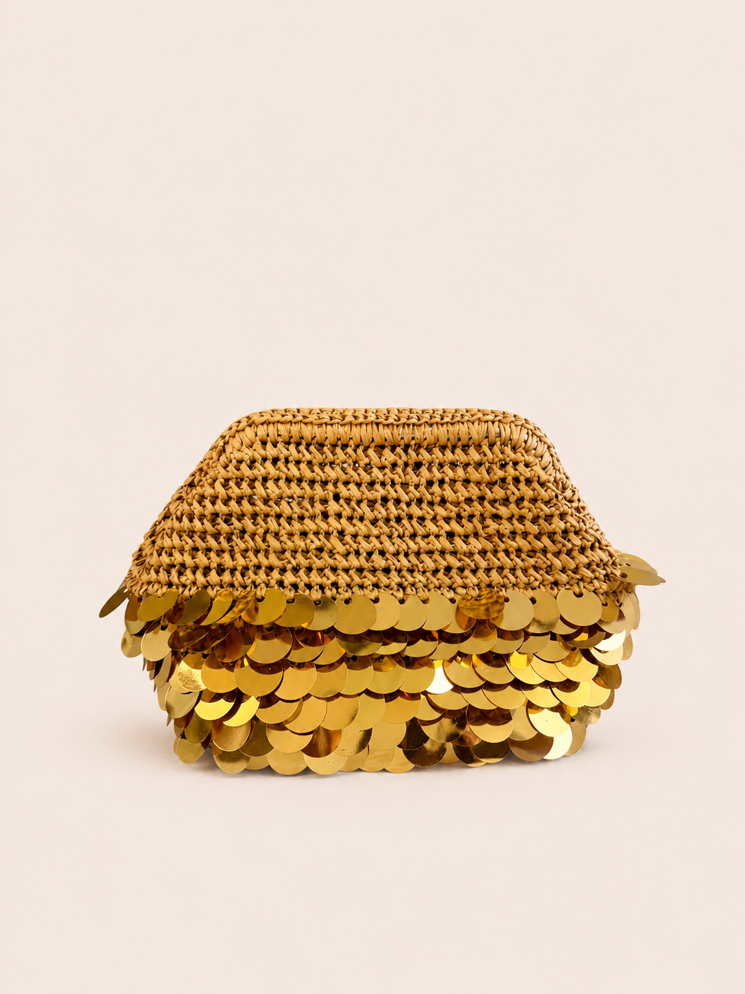 Gold Sequin Crochet Clutch