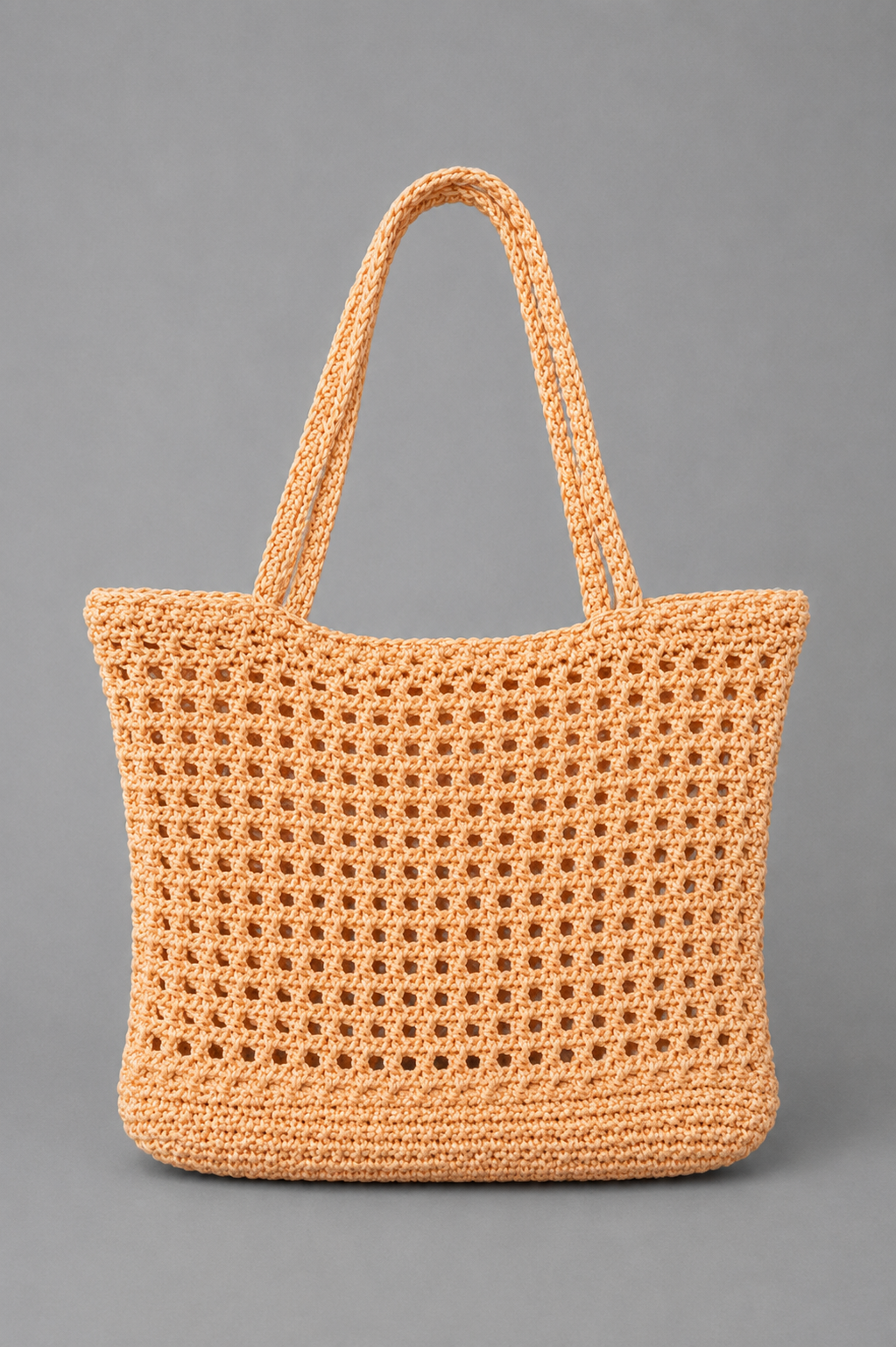 Handmade Peach Open-Weave Tote Bag