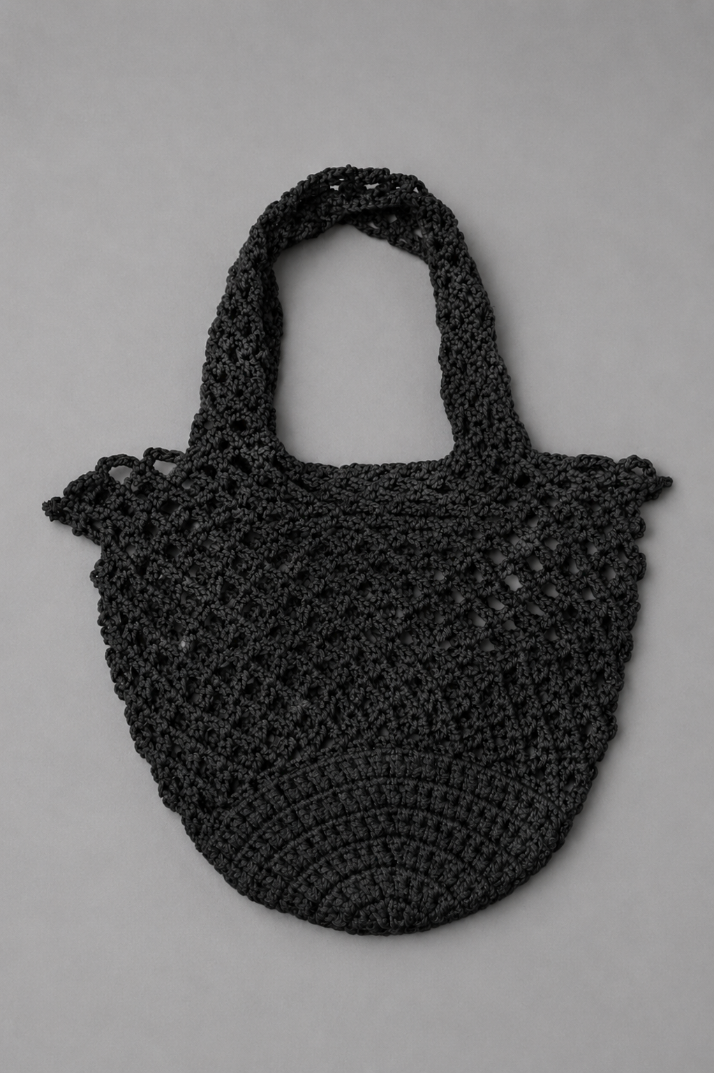 Handmade Black Mesh Tote with Solid Base