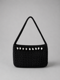 Handmade Black Shoulder Bag Leaf Charms
