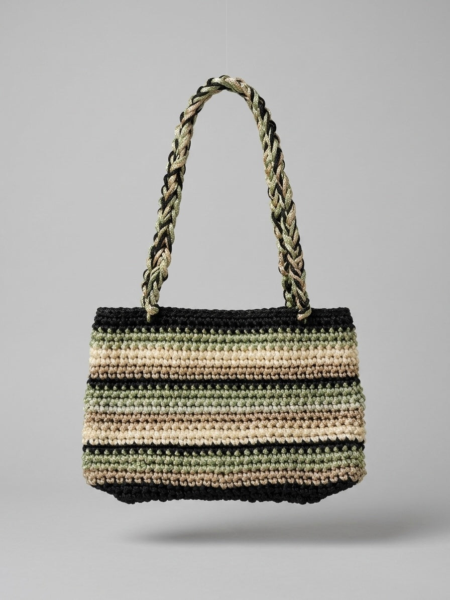 Handmade Bohemian Stripe Crochet Handbag