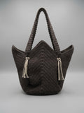 Handmade Charcoal Chevron Open Tote Bag