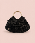 Black Sequin Ring Handle Bag