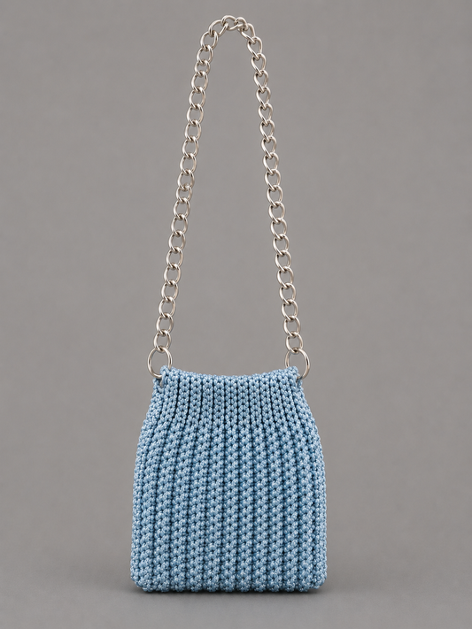 Blue Crochet Crossbody Bag