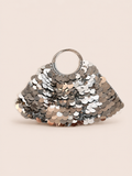 Silver Sequin Ring Handle Bag